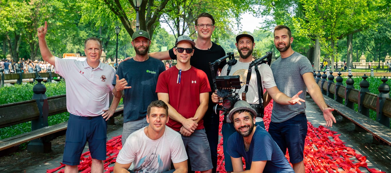 The Breaking History team in New York, NY in Central Park after completing the World's Longest Bandana Chain