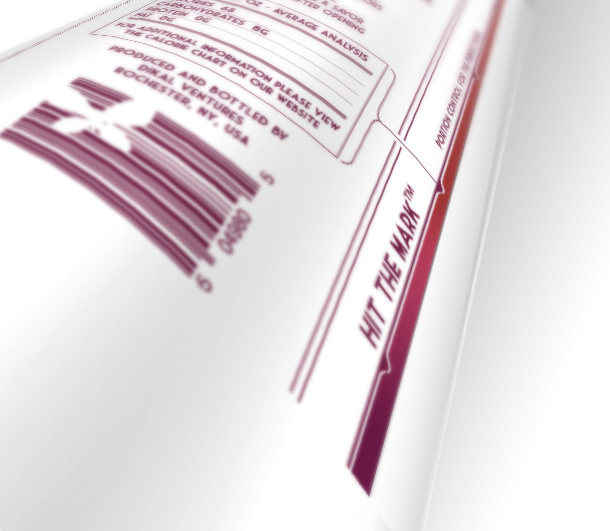 Bottle desing mockup showcasing the inventive calorie serving markings on the alcohol bottle